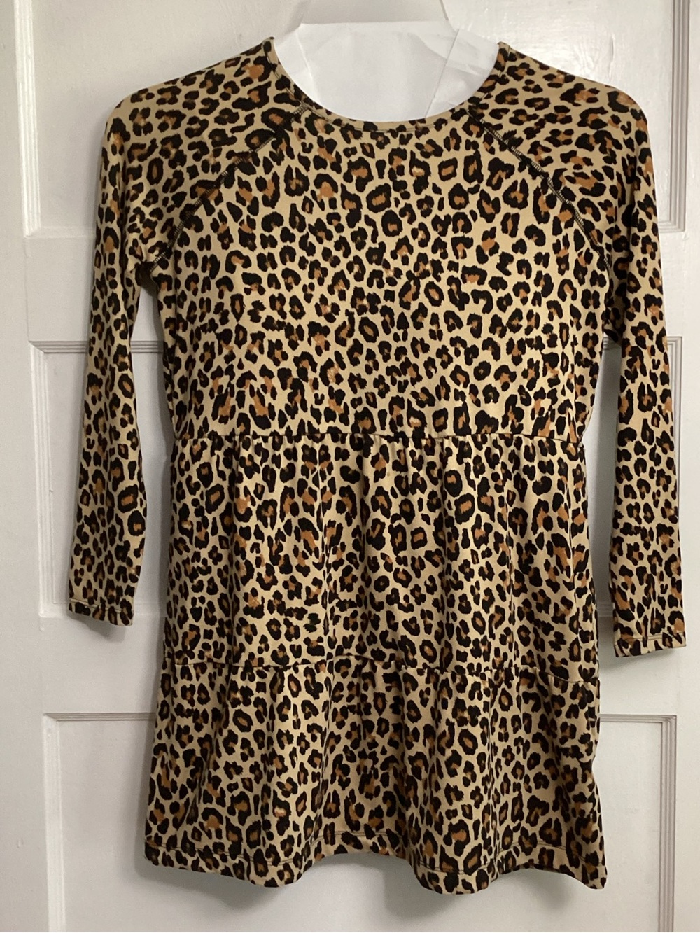 love, Fire Leopard Print Long-Sleeve Kids Top - Tan & Black